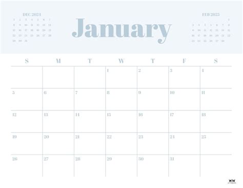 January 2025 Calendar Weekly Printable Calendar 2025 Printable