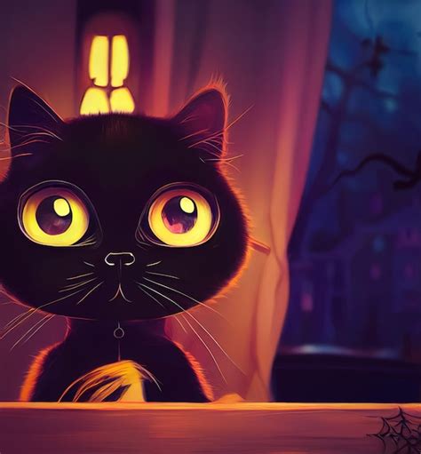 Premium Photo | Illustration of a cute halloween black cat black cat ...