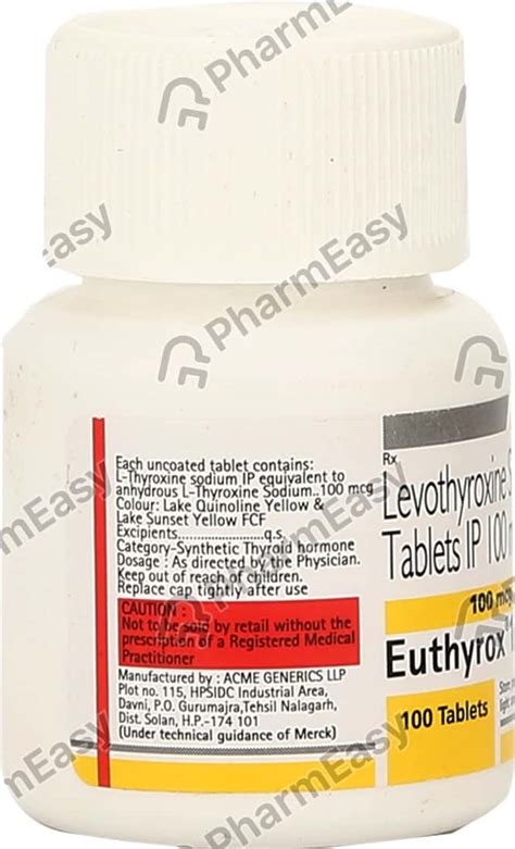 Euthyrox 100 MCG Tablet 100 Uses Side Effects Price Dosage