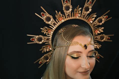 Goddess Crown Sun Headpiece Wedding Crown Sun Halo Headpiece