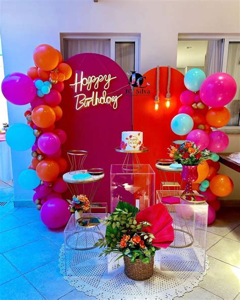 Locação Decoração Happy Birthday Rosa Pink E Laranja Zs Sp