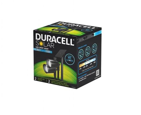 Duracell Lampa solarna ogrodowa LED metal szkło 45lm 6 10h 2 sztuki