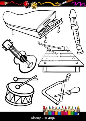 Libro de Colorear instrumentos musicales 1 Fotografía de stock Alamy