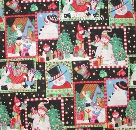 Snowman Fabric, Winter Scene Fabric, Snowmen Fabric, Snowman Cotton ...