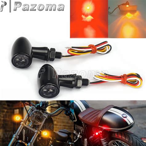 Motorcycle Black Bullet Amber Turn Signal Light Chopper Bobber Cafe