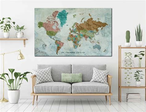 Push Pin Map World Map Large World Map Wall Art World Map - Etsy