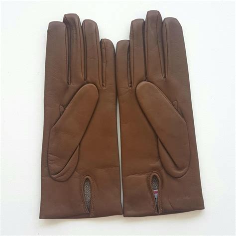 Gants En Cuir D Agneau Biscuit Capucine Doubl S Soie