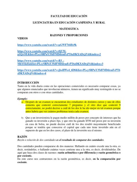 GuÍa Razones Y Proporciones 1 Pdf