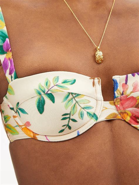 Zimmermann Tropicana Printed Balconette Bikini Top In Cream Endource