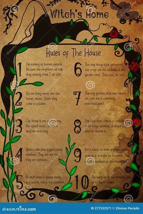 Witchs Home Rules Of The House Witch Rules Poster Art Print Stock