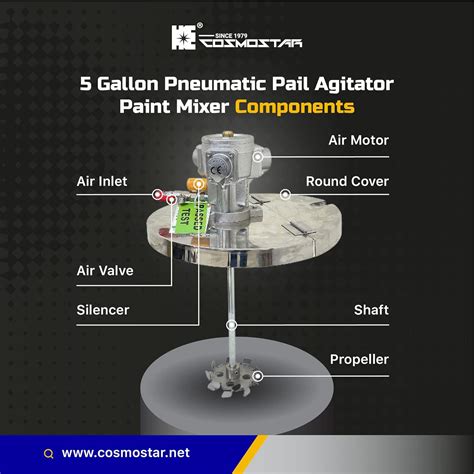 COSMOSTAR Mezclador de pintura con agitador de cubeta neumática de 5