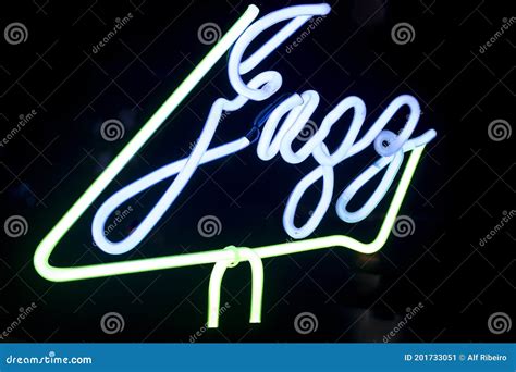 Neon Sign With The Word Jazz In A Bar Stock Image Image Of Light