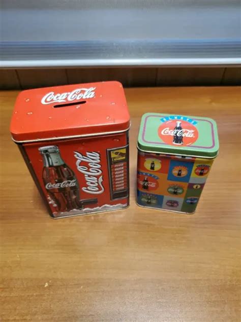 COCA COLA TINS PIGGY BANK VENDING MACHINE COKE VINTAGE USED POP SODA