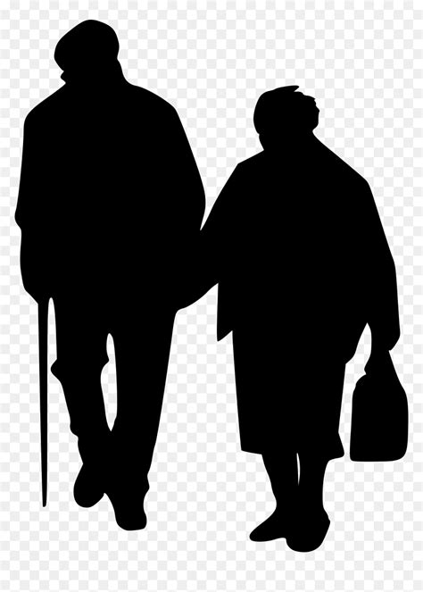 Elderly Couple Silhouette Png, Transparent Png - vhv