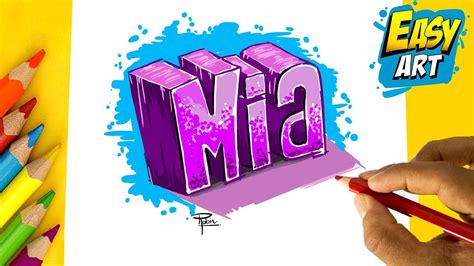 Como Dibujar El Nombre MIA 3DHow To Draw A 3D NameMIA Easy Art YouTube