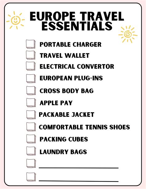 Europe Travel Essentials Must Haves Items For