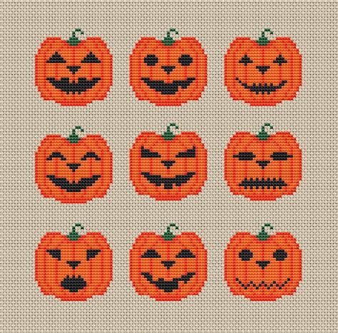 Halloween Cross Stitch Pattern Sampler Pumpkin Pattern Modern Etsy