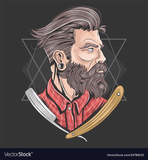 Barber Man Barbershop Beard Element Royalty Free Vector