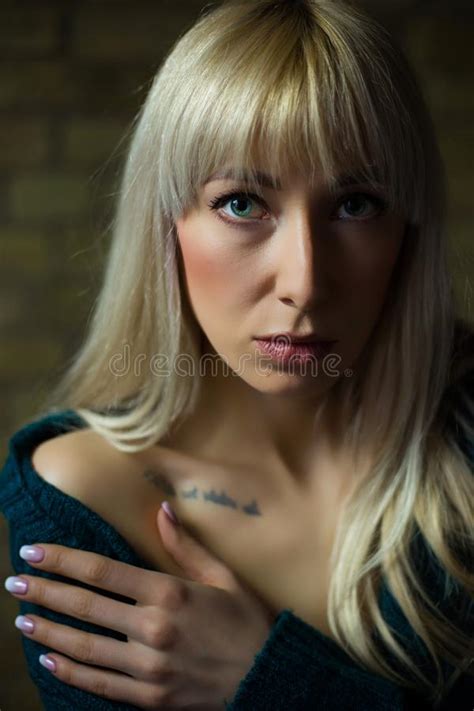 Beauty Green Eyes Blonde With Tattoo Stock Photo Image Of Beautifulpeople Green 112830966