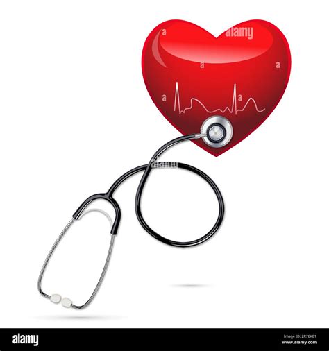 Illustration Of Stethoscope With Heart On Isolated Background Stock