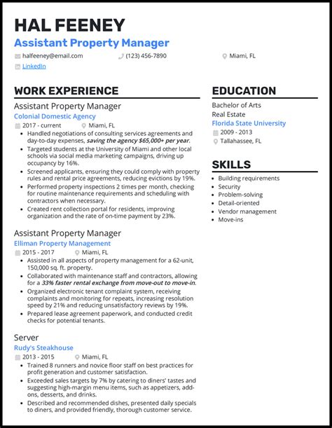 5 Assistant Property Manager Resume Examples And Templates