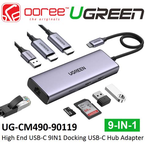 Ugreen Cm490 High End Usb C 9in1 Docking Hub Adapter 2usb30 Usb20