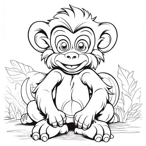 Premium AI Image A Cartoon Monkey Sitting On The Ground With Its