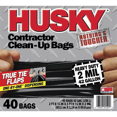 Husky Heavy Duty Contractor Bags, 42 Gallon, 40 Bags, 2 Mil - Walmart ...