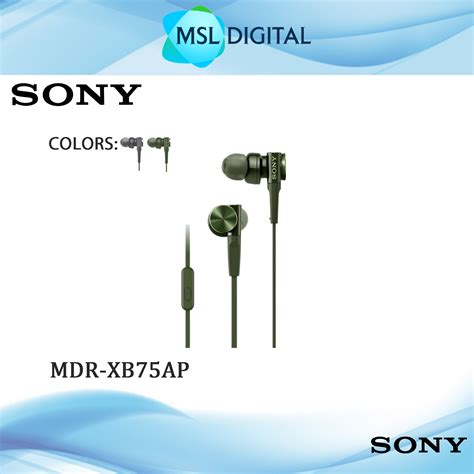 Sony MDR-XB75AP EXTRA BASS In-Ear Earphones Headphones 12mm Driver with ...