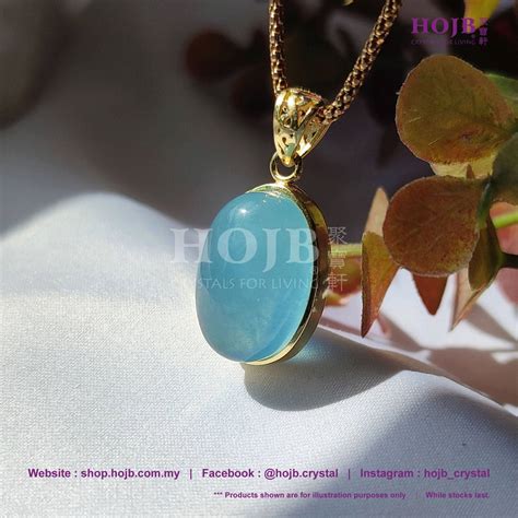 Hojb Natural Aquamarine A Oval Shape S Gold Plated Pendant X Mm