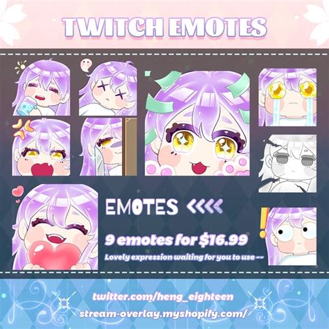 Twitch EmotePurple Girl Twitch Emotes Emote Livestream Emote Cute