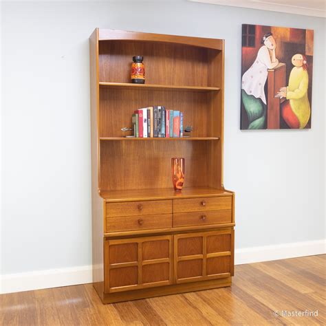 7262r Retro Vintage Teak Nathan Wall Unit Bookcase 4 Drawers