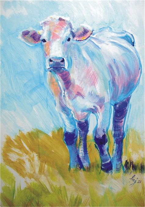 "The Luminary - Acrylic Cow Painting" by MikeJory | Redbubble