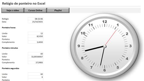 Relógio Ponteiro Online - COMO CRIAR UM RELÓGIO DE PONTEIRO NO EXCEL - ExcelForever