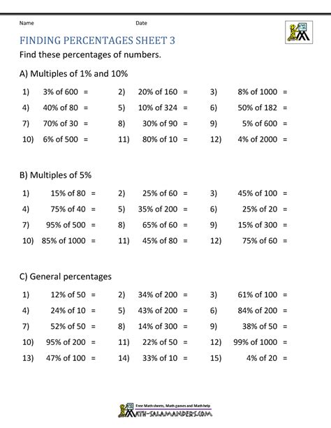 Percents Word Problems Worksheet