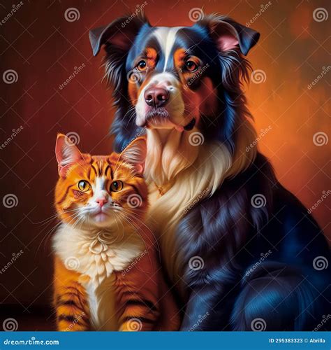 Cute Animals, Friends Dog and Cat Stock Image - Image of serious ...