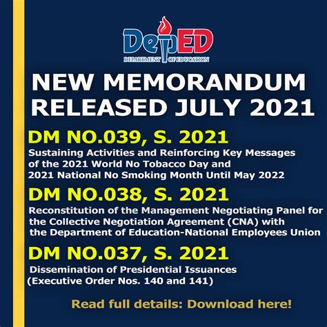 Download 3 New DepEd Memorandum Released July 2021