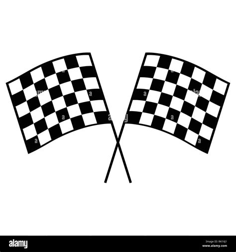 Vector illustration two crossed auto racing flag icon. Finish checkered flag sign, symbol Stock ...