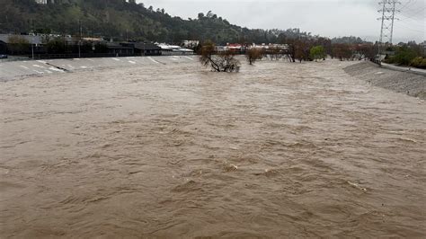 Los Angeles River rages after heavy rains hit Southern California