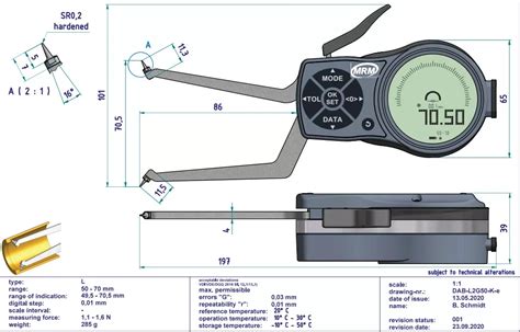 Mrm L G Electronic Internal Caliper Gauge To Mm Mrm Metrology