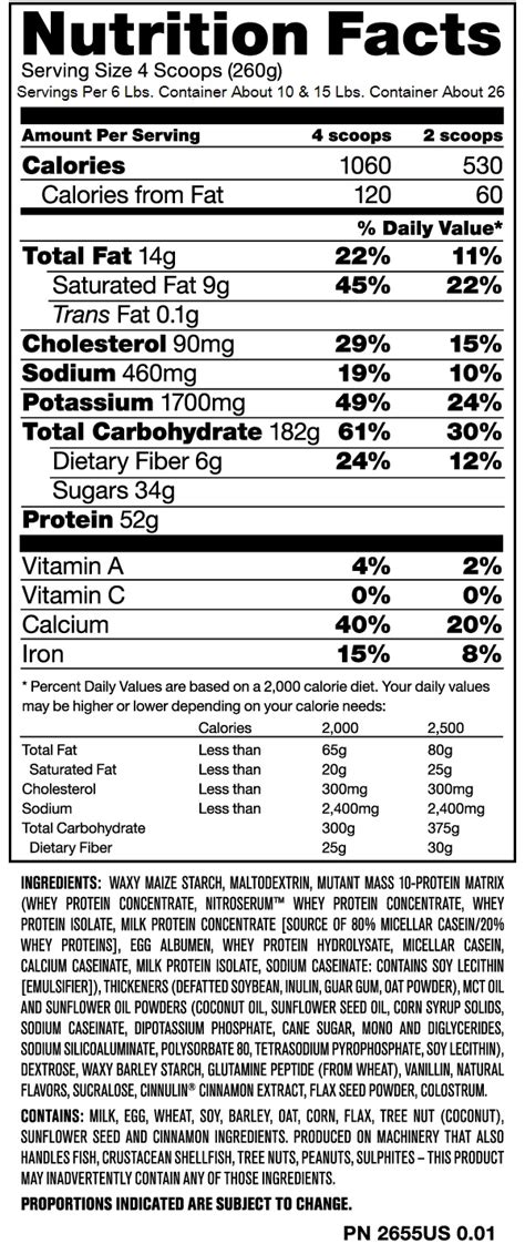 Mutant Mass + FREE Glutamine 60 Servings