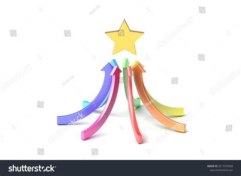 3d Illustration 7colored Arrows Rising Towards Stock Illustration