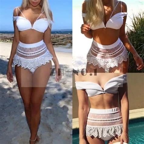 Women New Style Bikini White Lace Bikini Sets Sexy Strap Padded Bra