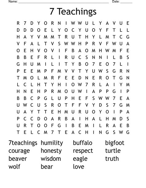 Seven Grandfather Teachings Word Search Wordmint