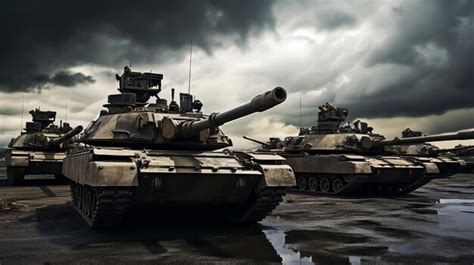 Premium Photo | A group of military tanks