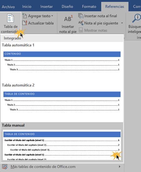 Tabla De Contenido En Word