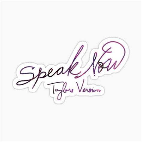 The Words Speak Now In Purple Ink Sticker