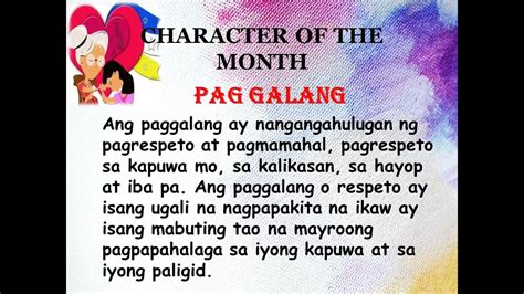 Character Of The Month September Pag Galang Youtube