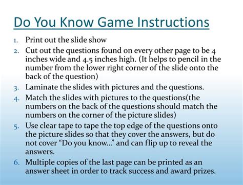 PPT - Do You Know Game Instructions PowerPoint Presentation, free ...