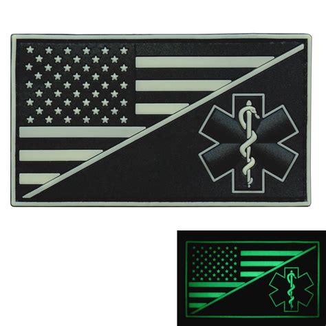 Glow Dark USA American Flag EMS EMT Paramedic Tactical Morale Patch